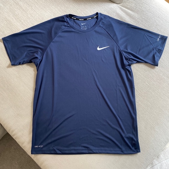 Nike Other - Nike Essential Short-Sleeve Hydroguard Swim Shirt Navy Blue Dri-Fit Size M NWOT
